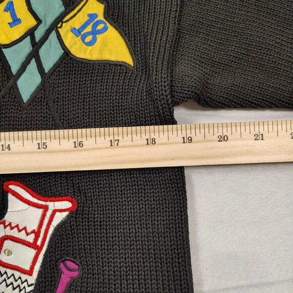 VTG LIZI RUCH Women's Black Golf Prep Cardigan Sweater Size S **PLEASE READ** - Picture 9 of 9